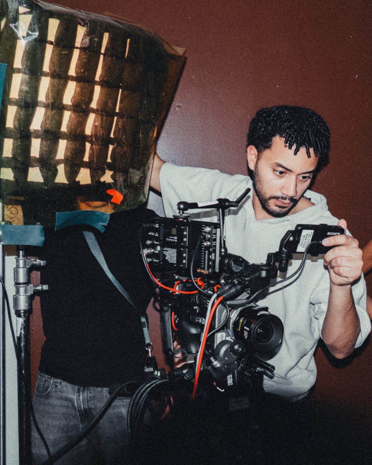 Josh Lopez behind the camera on the set of Sundered